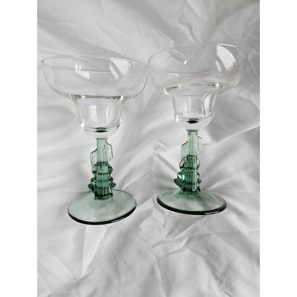 Mexican Margarita Glasses Barware With Sleeping Siesta Man & Cactus Set Of 2 - Picture 3 of 5